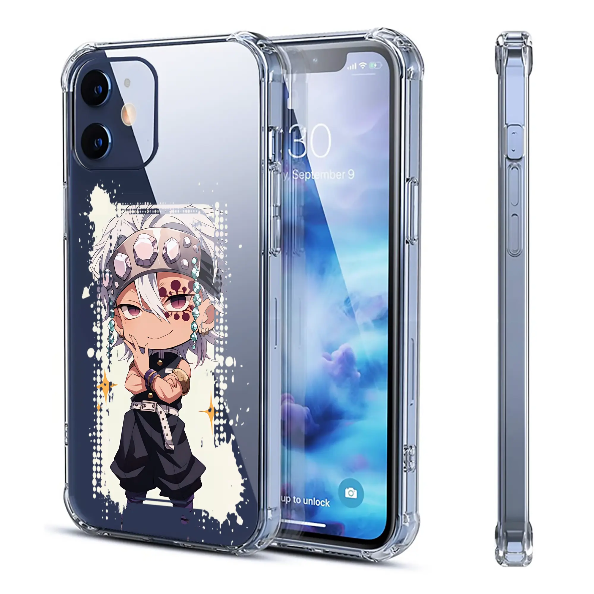 鬼滅の刃 グッズ,宇髄 天元 - IPhone 12シリーズ対応 ・ 透明スマホケース ・ クリアソフトケース ・ TPU素材 ・ 耐衝撃 ・ 高密着 ・ 防汚 防指紋 ・ 簡単着脱